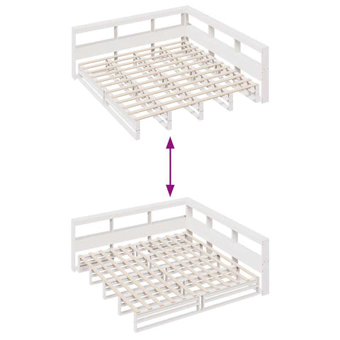 vidaXL Bookcase Bed without Mattress White 180x200cm Solid Wood Pine