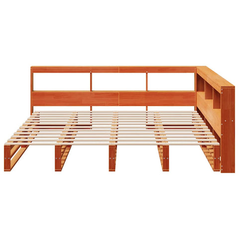 vidaXL Bookcase Bed without Mattress Wax Brown 180x200cm Solid Wood Pine