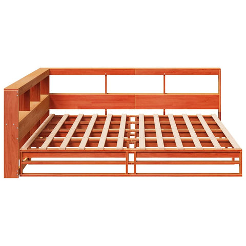vidaXL Bookcase Bed without Mattress Wax Brown 180x200cm Solid Wood Pine