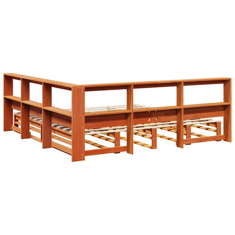vidaXL Bookcase Bed without Mattress Wax Brown 180x200cm Solid Wood Pine