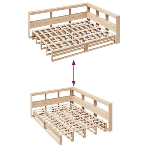 vidaXL Bookcase Bed without Mattress 160x200cm Solid Wood Pine