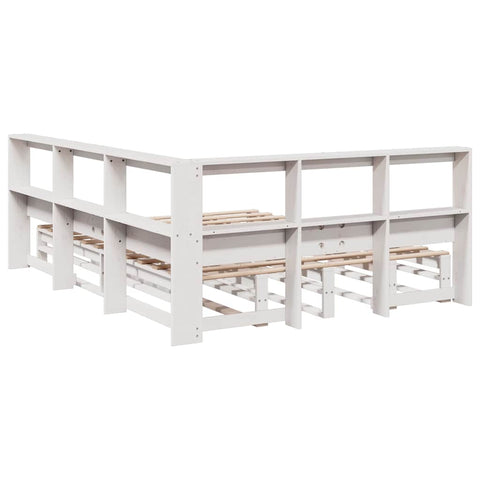 vidaXL Bookcase Bed without Mattress White 150x200cm Solid Wood Pine