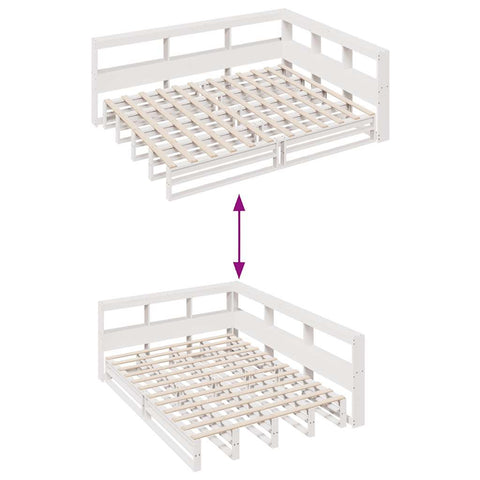 vidaXL Bookcase Bed without Mattress White 150x200cm Solid Wood Pine