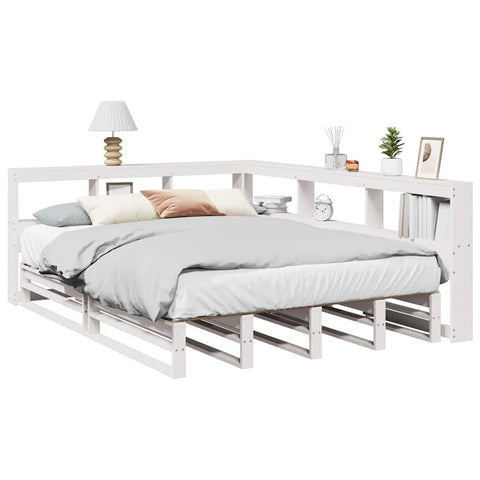 vidaXL Bookcase Bed without Mattress White 150x200cm Solid Wood Pine