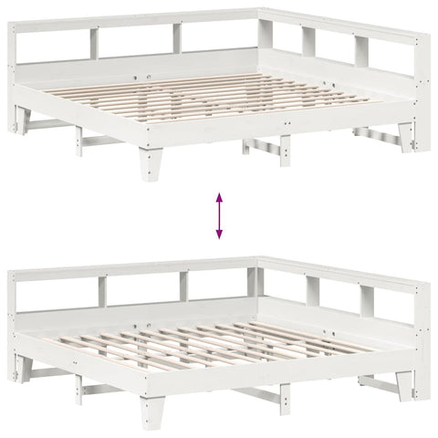 vidaXL Bookcase Bed without Mattress White 200x200cm Solid Wood Pine