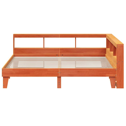 vidaXL Bookcase Bed without Mattress Wax Brown 200x200cm Solid Wood Pine