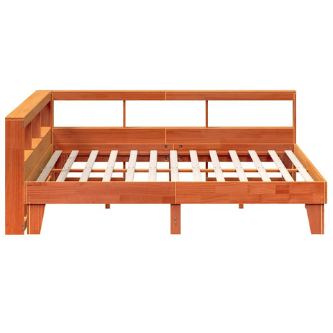 vidaXL Bookcase Bed without Mattress Wax Brown 200x200cm Solid Wood Pine