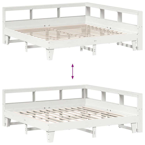 vidaXL Bookcase Bed without Mattress White 180x200cm Solid Wood Pine