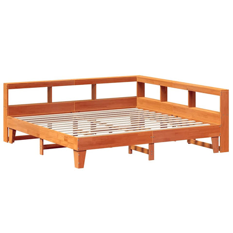 vidaXL Bookcase Bed without Mattress Wax Brown 180x200cm Solid Wood Pine