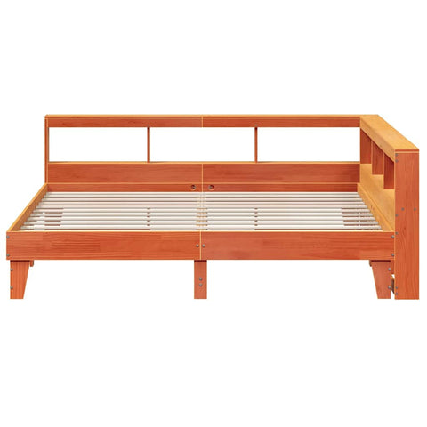 vidaXL Bookcase Bed without Mattress Wax Brown 180x200cm Solid Wood Pine
