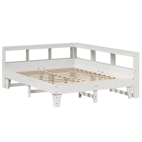 vidaXL Bookcase Bed without Mattress White 150x200cm Solid Wood Pine
