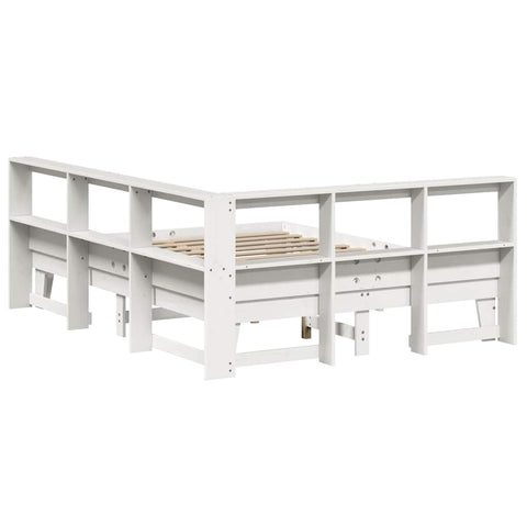 vidaXL Bookcase Bed without Mattress White 150x200cm Solid Wood Pine