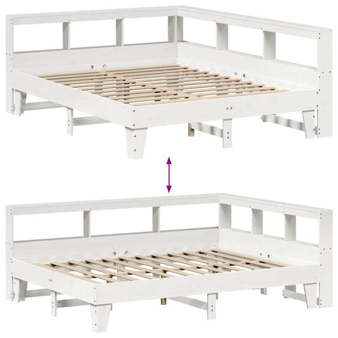 vidaXL Bookcase Bed without Mattress White 150x200cm Solid Wood Pine