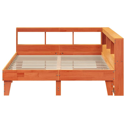 vidaXL Bookcase Bed without Mattress Wax Brown 150x200cm Solid Wood Pine