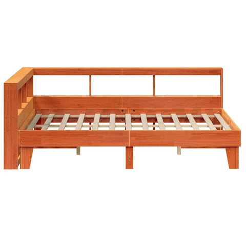 vidaXL Bookcase Bed without Mattress Wax Brown 150x200cm Solid Wood Pine