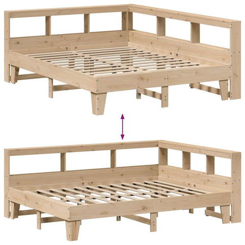 vidaXL Bookcase Bed without Mattress 140x200cm Solid Wood Pine