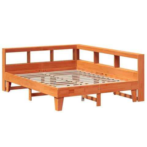 vidaXL Bookcase Bed without Mattress Wax Brown 140x200cm Solid Wood Pine