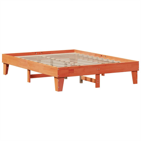 vidaXL Bookcase Bed without Mattress Wax Brown 140x200cm Solid Wood Pine