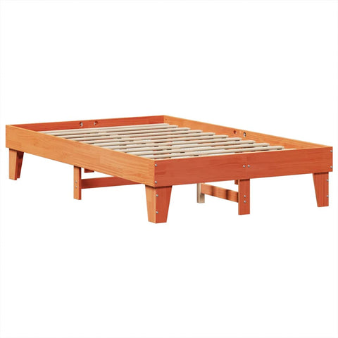 vidaXL Bookcase Bed without Mattress Wax Brown 120x200cm Solid Wood Pine