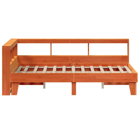 vidaXL Bookcase Bed without Mattress Wax Brown 120x200cm Solid Wood Pine