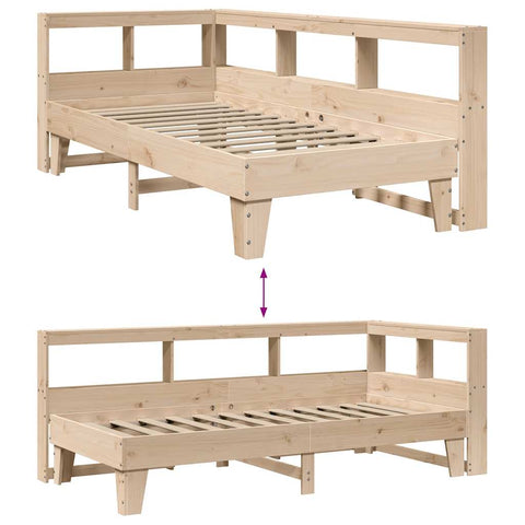 vidaXL Bookcase Bed without Mattress 90x200cm Solid Wood Pine