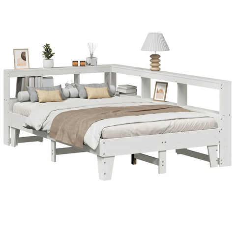 vidaXL Bookcase Bed without Mattress White 140x190cm Solid Wood Pine