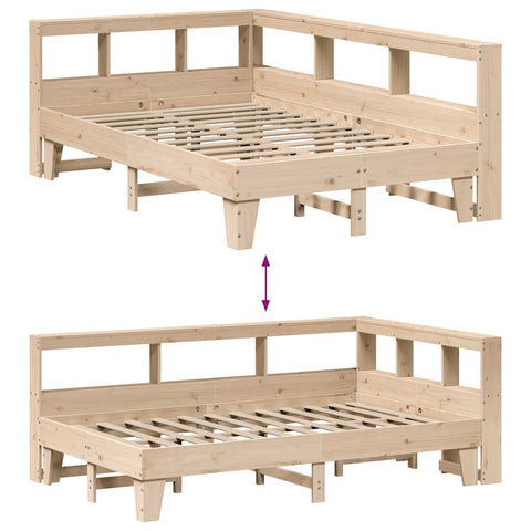 vidaXL Bookcase Bed without Mattress 135x190cm Double Solid Wood Pine