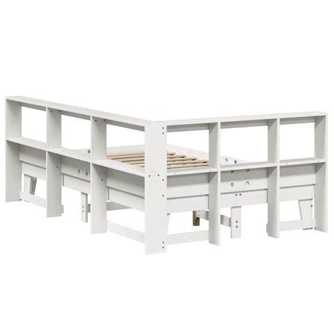 vidaXL Bookcase Bed without Mattress White 135x190cm Double Solid Wood Pine