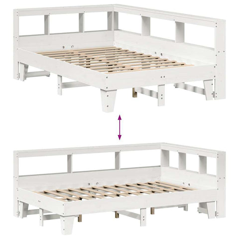 vidaXL Bookcase Bed without Mattress White 120x190cm Small Double Solid Wood Pine