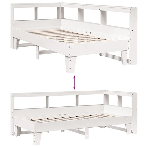 vidaXL Bookcase Bed without Mattress White 90x190cm Solid Wood Pine