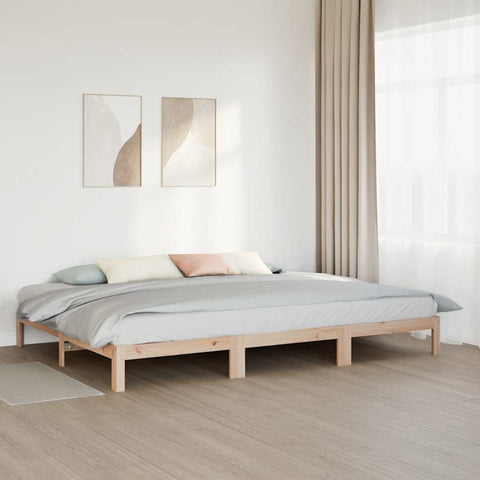 vidaXL Family Bed Frame No Mattress 240x200 cm Solid Wood Pine