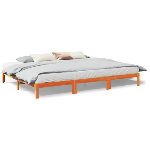 vidaXL Family Bed Frame No Mattress Wax Brown 240x200 cm Solid Wood Pine