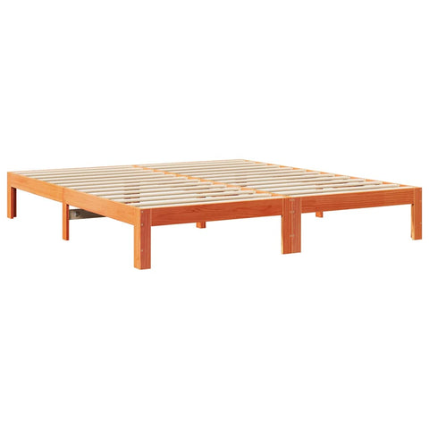 vidaXL Family Bed Frame No Mattress Wax Brown 240x200 cm Solid Wood Pine