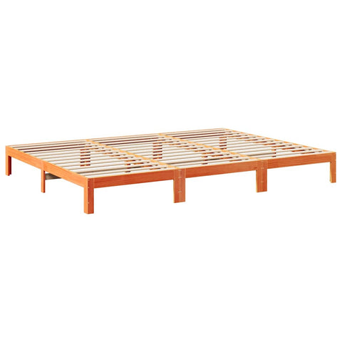 vidaXL Family Bed Frame No Mattress Wax Brown 240x200 cm Solid Wood Pine