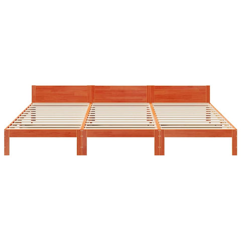 vidaXL Family Bed Frame No Mattress Wax Brown 240x200 cm Solid Wood Pine
