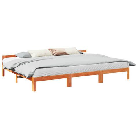 vidaXL Family Bed Frame No Mattress Wax Brown 240x200 cm Solid Wood Pine