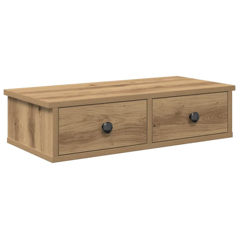 vidaXL Wall Shelf with Drawers Artisian Oak 60x25x15 cm Engineered Wood