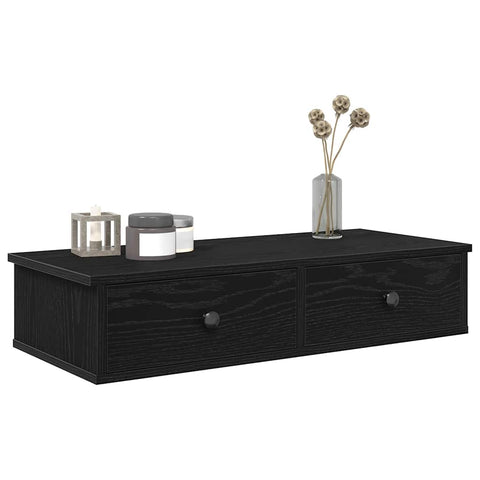 vidaXL Wall Shelf with Drawers Black 80x31x17 cm Engineered Wood