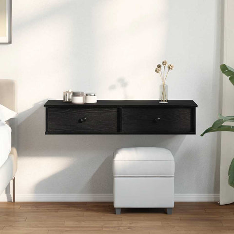vidaXL Wall Shelf with Drawers Black 100x37.5x19 cm Engineered Wood