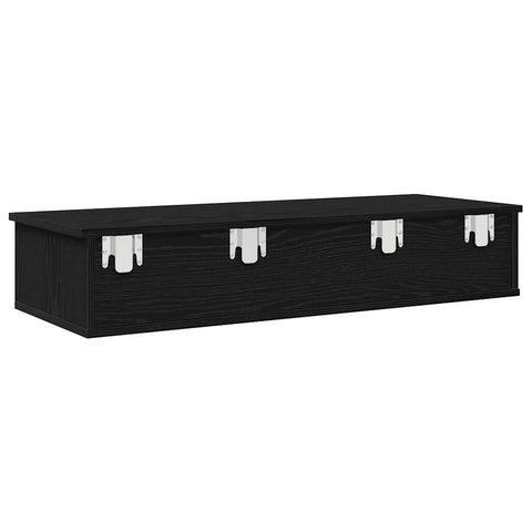 vidaXL Wall Shelf with Drawers Black 100x37.5x19 cm Engineered Wood