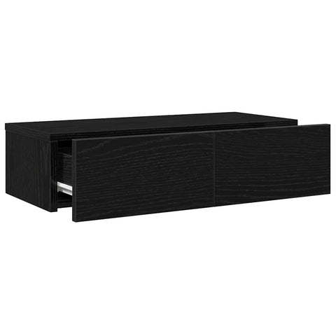 vidaXL Wall Shelf with Drawers Black 60x26.5x15 cm Engineered Wood