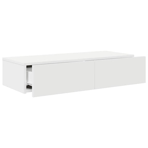 vidaXL Wall Shelf with Drawers White 80x33x17 cm Engineered Wood