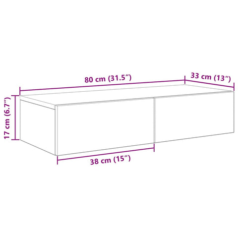 vidaXL Wall Shelf with Drawers Concrete Grey 80x33x17 cm Engineered Wood