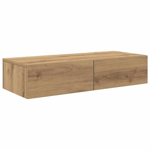 vidaXL Wall Shelf with Drawers Artisian Oak 80x33x17 cm Engineered Wood