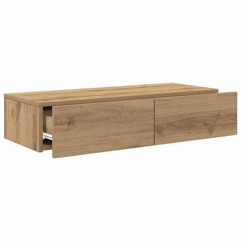 vidaXL Wall Shelf with Drawers Artisian Oak 80x33x17 cm Engineered Wood