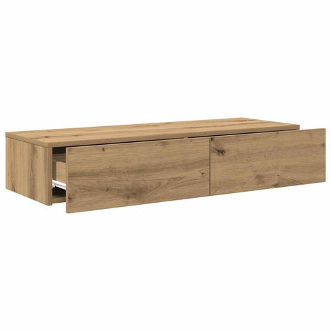 vidaXL Wall Shelf with Drawers Artisian Oak 100x36x19 cm Engineered Wood