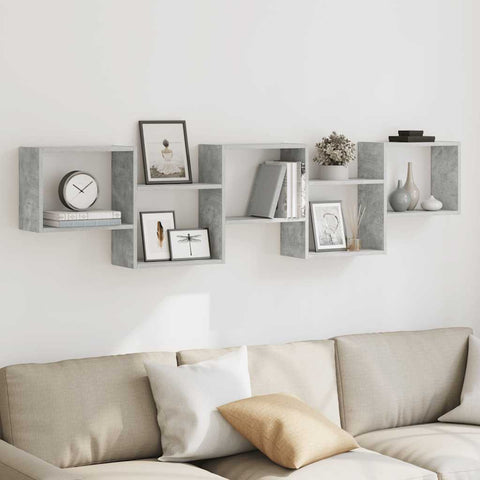 vidaXL Wall Cube Shelf 5 Compartments Concrete Grey Engineered Wood