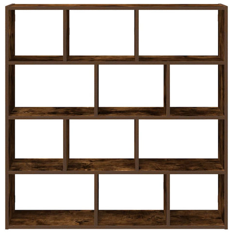 vidaXL Wall Cube Shelf 12 Compartments Smoked Oak Engineered Wood