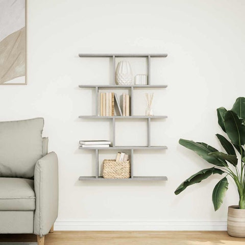 vidaXL Wall Cube Shelf 12 Compartments Grey Sonoma Engineered Wood