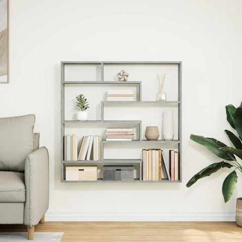 vidaXL Wall Cube Shelf 7 Compartments Concrete Grey Engineered Wood